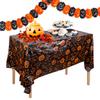Halloween Tablecloth Cover For Party Vinyl Material Pumpkin Ghost Design Durable Easy Clean Table Protection For 6-8 People