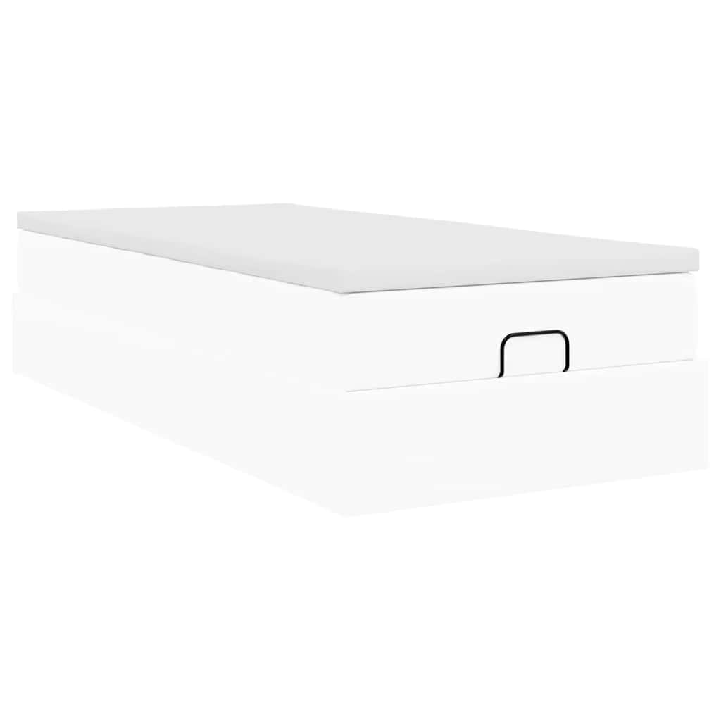 Ottoman Bed with Mattress White 90x200 cm Faux Leather