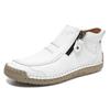 Men's Plus Size Zipper Martin Ankle Boots - Outdoor Casual Flat Sole Hand-Stitched Short Boots