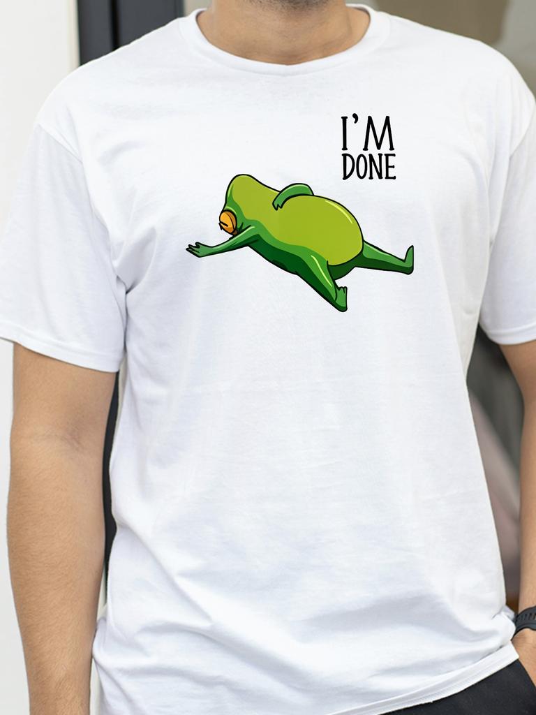 I'm Done Frog Graphic Print T-Shirt Unisex Cotton O-Neck Short Sleeve Casual Streetwear Tee