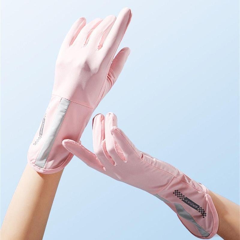Summer Sunscreen Gloves Women Thin Ice Silk Anti-Ultraviolet Dew Finger Touch Screen Driving Riding Non-Slip Breathable Gloves