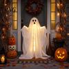 Ghost with Warm Lights Halloween Decoration, LED Light Up Standing Ghost, Indoor Outdoor Spooky Window White for Porch, Yard, Lawn, Garden Decor
