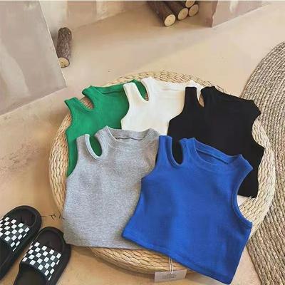 Girls' Summer Vest Baby Top Children's Personality Trend Korean Version Sports Irregular Off-shoulder Short Sling
