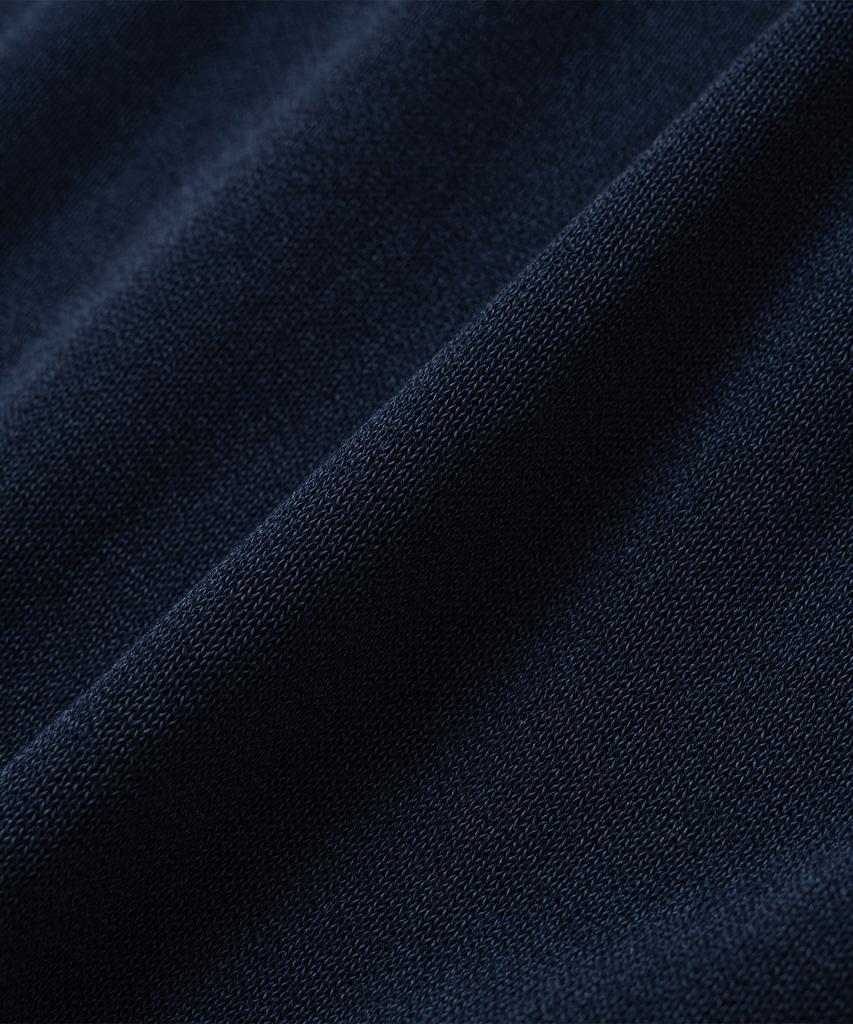 KNITTED Shellon Cooling Single Crop Henley Neck Knit Navy