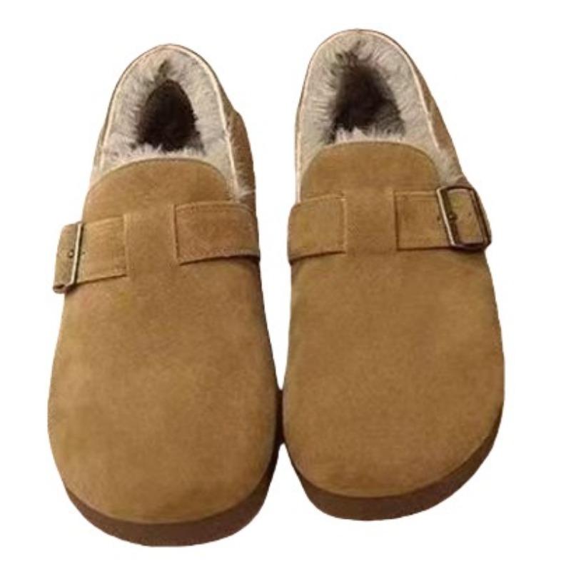 A New Retro Lazy Person with Fleece Shoes, A Warm Snow Cotton Shoe for Women