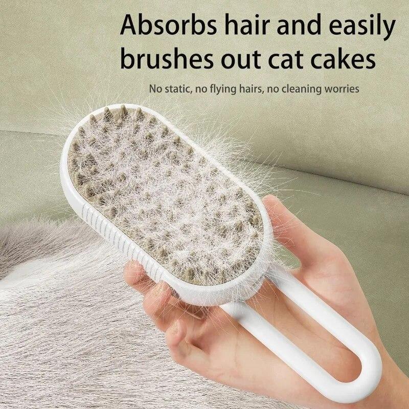 Steamy Dog Brush Electric Spray Cat Hair Brush 3 In1 Dog Steamer Brush for Massage Pet Grooming Removing Tangled and Loose Hair