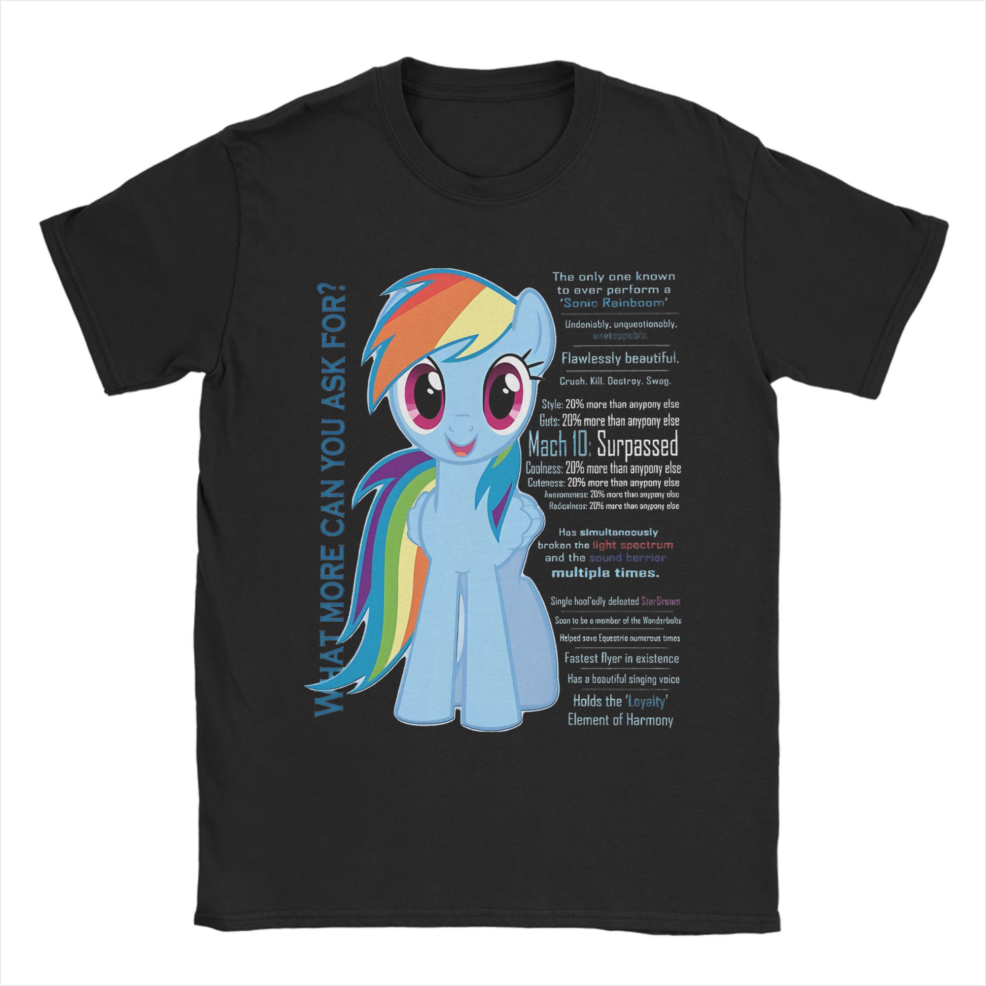 Досуг Что еще просить Футболка Rainbow Dash Мужская Хлопок Короткий рукав Пони дружба это магия Круглый вырез Летняя одежда M