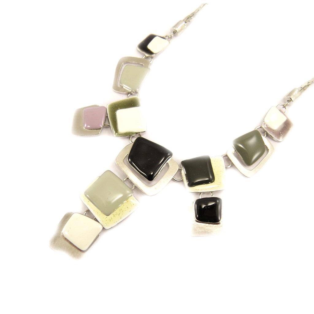 NOA [H2361] - Designer Necklace 'Coloring' Gray Purple Beige