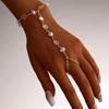Gold Color Chain Ring Bracelet Starfish Flower Pearl Bracelet Finger Bracelet  Jewelry Accessories