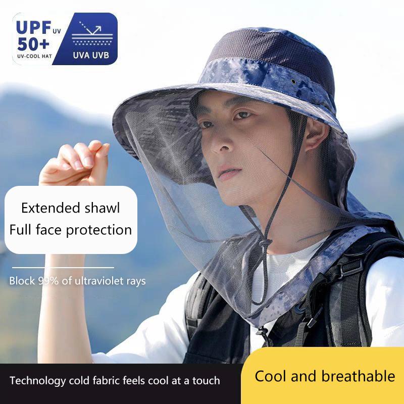 Men'S And Women'S Outdoor Mosquito Caps, Fishing Caps, Sun Protection Wide-Brimmed Hats For Mountaineering, Face Masks And Hats
