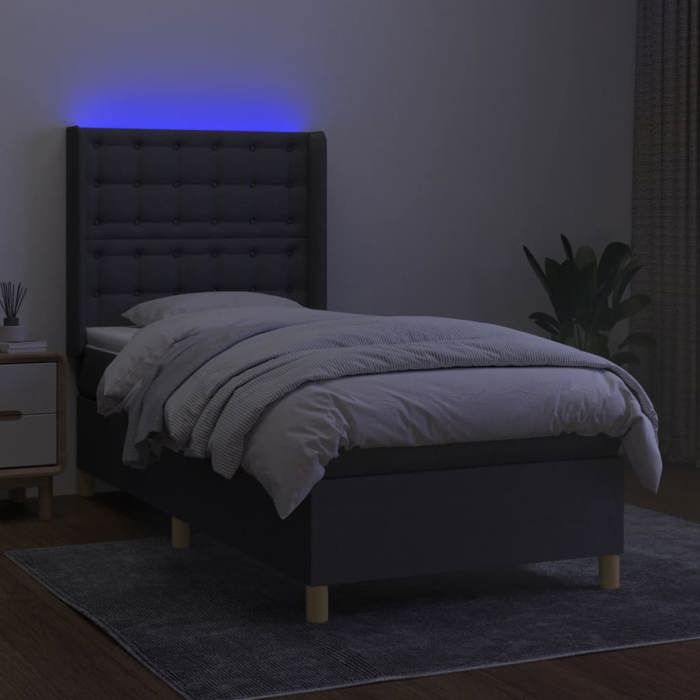 VidaXL Sommier à Lattes de Lit avec Matelas et LED, Lit Rembourré, Lit Simple, Lit Adulte de Chambre à Coucher Intérieur, 3139150