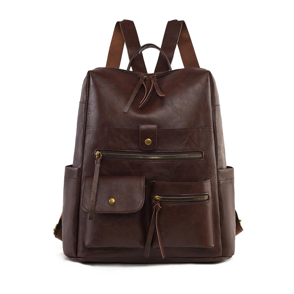 

Retro High-End Versatile Backpack: Fashionable Casual Outdoor Travel & School Bag with Large Capacity for Women кавовий