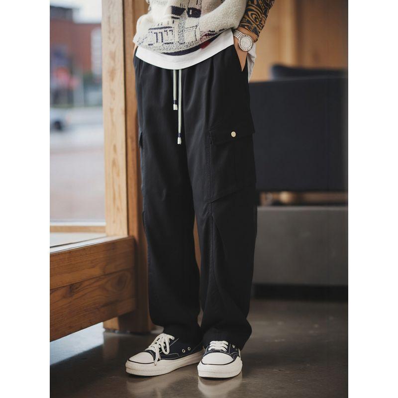 American Retro Mountain-Style Functional Wide-Leg Work Pants for Men, Spring and Autumn Loose Pants, Export Men's Casual Long Pants