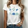 T‑Shirt Nautical Seashell Starfish Design Casual Short Sleeve Fashion Tee Top