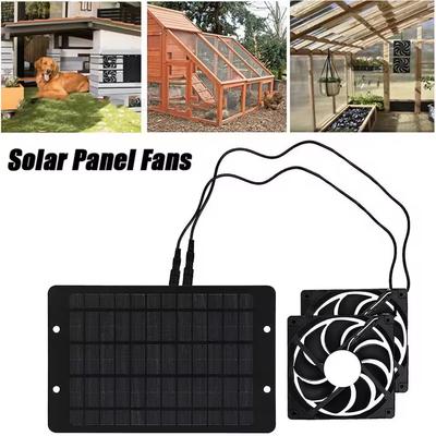 10W 12V Solar Panel & High Speed Ventilation Vent Fan Solar Exhaust Fan Kit Solar Panel Dual Cooling Fan for Kitchen & Dog House