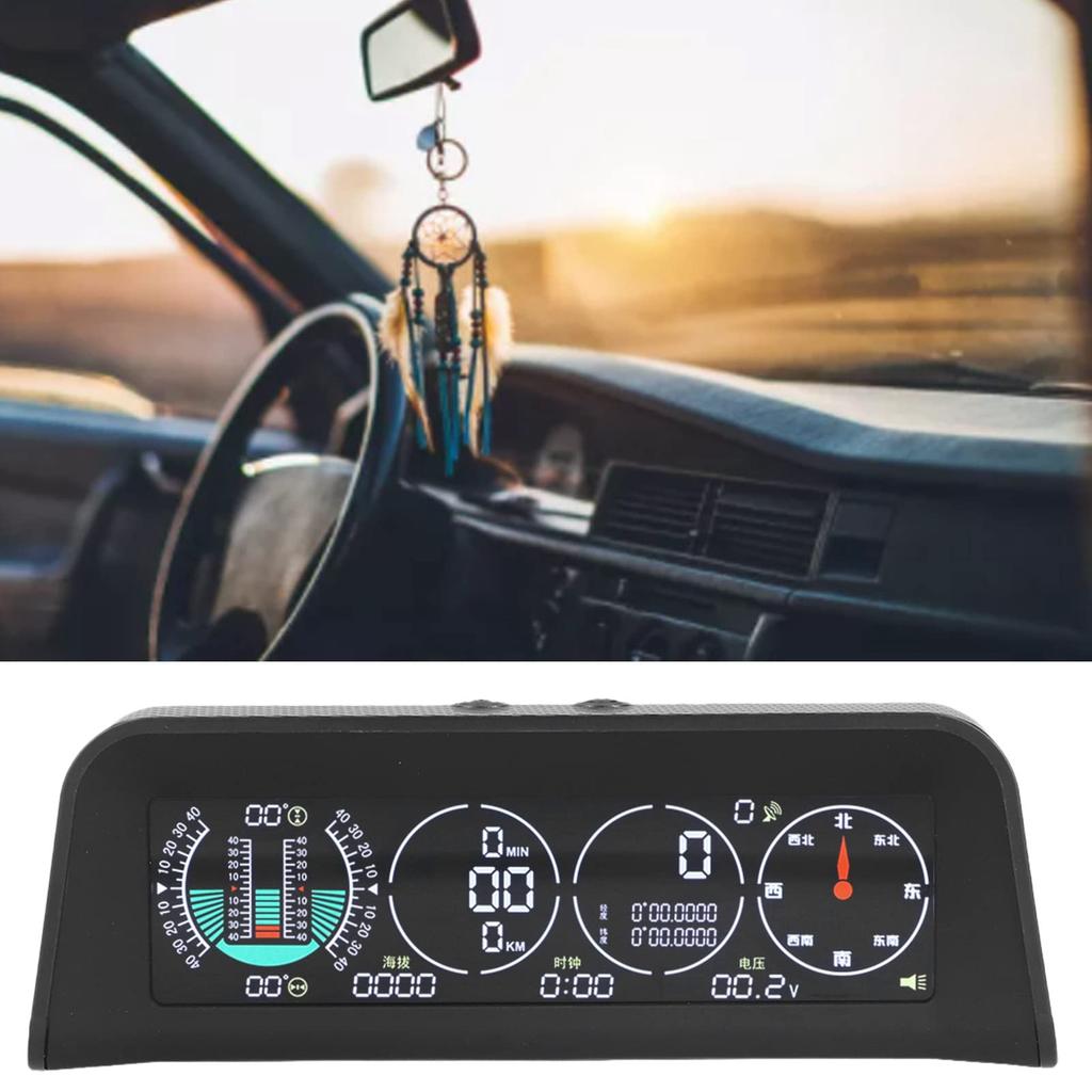 HUD Display, Universal Light-Sensing LCD Screen for Cars with Slope Meter and Overspeed Alarm