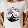 Fashion Women Beautiful Ink Landscape Painting Print T Shirt Funny Casual O-neck Short Sleeves T-shirt Summer Female Tee Shirt