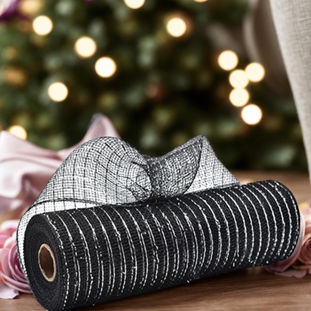Deco Net Ribbon 10 Inchx10Yard Metallic Poly Deco Net Ribbon For Christmas Wreath Crafting Wrapping Home Decoration