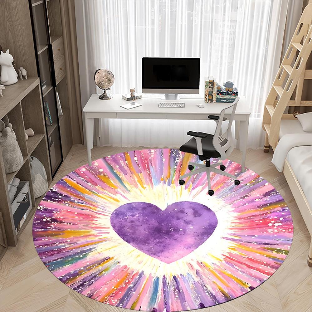 1pc Heartburst Office Round Area Rug,  Mat Suitable ForOffice, Under Office Chairs Bedroom Living Room Home Decor, Room Deco