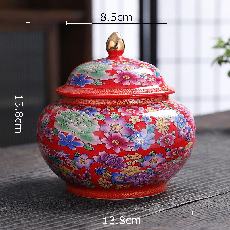Enamel Color Porcelain Tea Canister Sealed Ceramic General Jar Storage Jars Desk Decoration Tea Cans Candy Pots Tea Caddy 3900₽