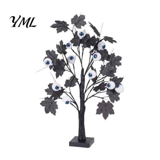 Easy Installation Decor Halloween Maple Leaf Tree Light, LED Lighted Artificial Branch Home Lamp with Pumpkin/Spider/Eyeball/Ghost for Party