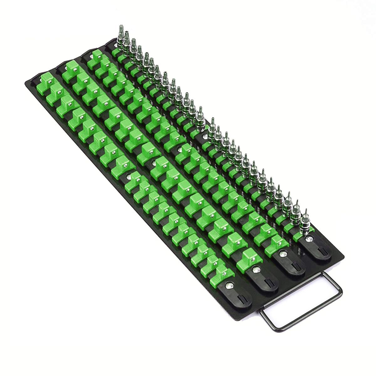 

Handled Socket Organizer with 80 Socket , 1/4 3/8 1/2 Socket Holder for Workshop/Garage B