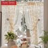 1PC Nuan Series Flower Embroidery Lace Sheer Curtain French Countryside Cream Style Half Curtain for Bedroom Living Room Window Showcase Home Decor