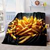 Golden French Fries Background Blanket Flannel Blanket for Bed, Sofa, Camping, Hiking, Picnic Essentials, Gift for Family Fan Gifts