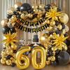 119 Stück 50. Geburtstagsdekoration für Männer & Frauen, Happy 60. Geburtstag Banner, Ballons Bogen-Set, Schwarz und Gold 40. Ballons Set