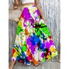 Women' Tropical Leaf Print Maxi Skirt with Pockets - Lightweight Flowing Beach Skirt Suitable for Summer