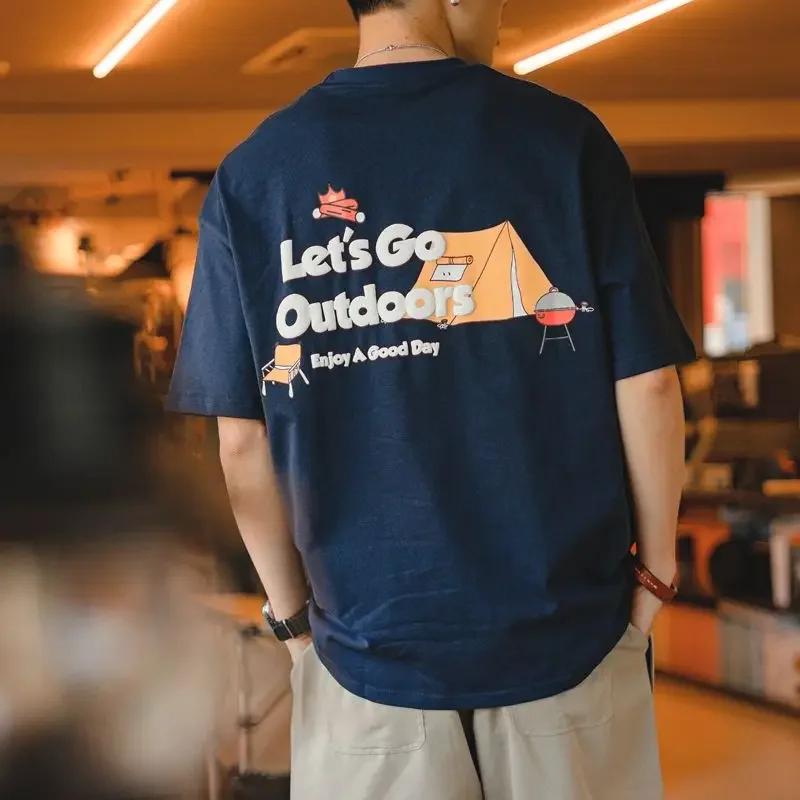 

Fashionable Retro Korean Letter Printed Short-sleeved T-shirt Men s Casual Y2K Summer Ins Loose Personalized Half-sleeved Top#Color XXXXXL чёрный