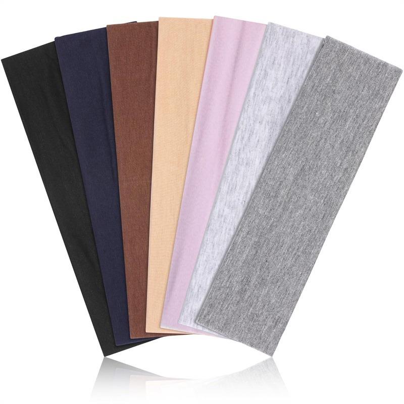 7pcs Sports Headbands For Women Fitness Running Yoga Solid Color Elastic Hairbands Head Band Stretch Makeup Hair Accessories
