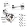 LUXUSTEEL 3mm-7mm Schwarz Weiß Zirkonia Zirkon Stecker Ohrringe Für Damen Herren Kristall Schraube Edelstahl Schmuck Kein Verblassen Allergiefrei