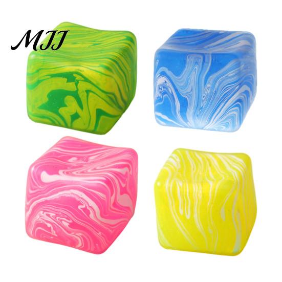 TPR Stress Ball Flow Pattern Cube Squeeze Toy Anxiety Relief Sensory Elastic Decompression Stretchy Pinch Party Favors