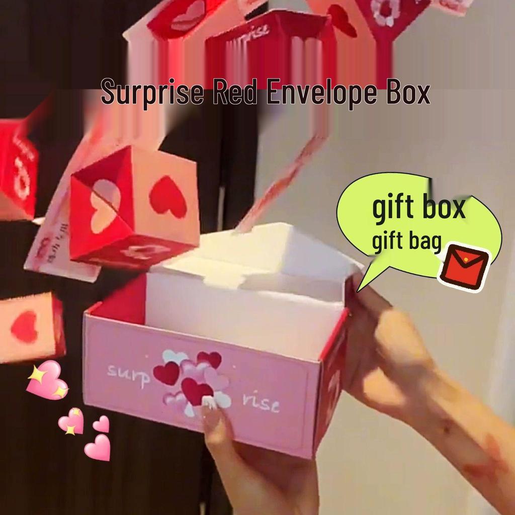 Douyin-Inspired Surprise Pop-up Red Envelope Box - Birthday & Valentine's Day Gift with Festive Hot Stamping