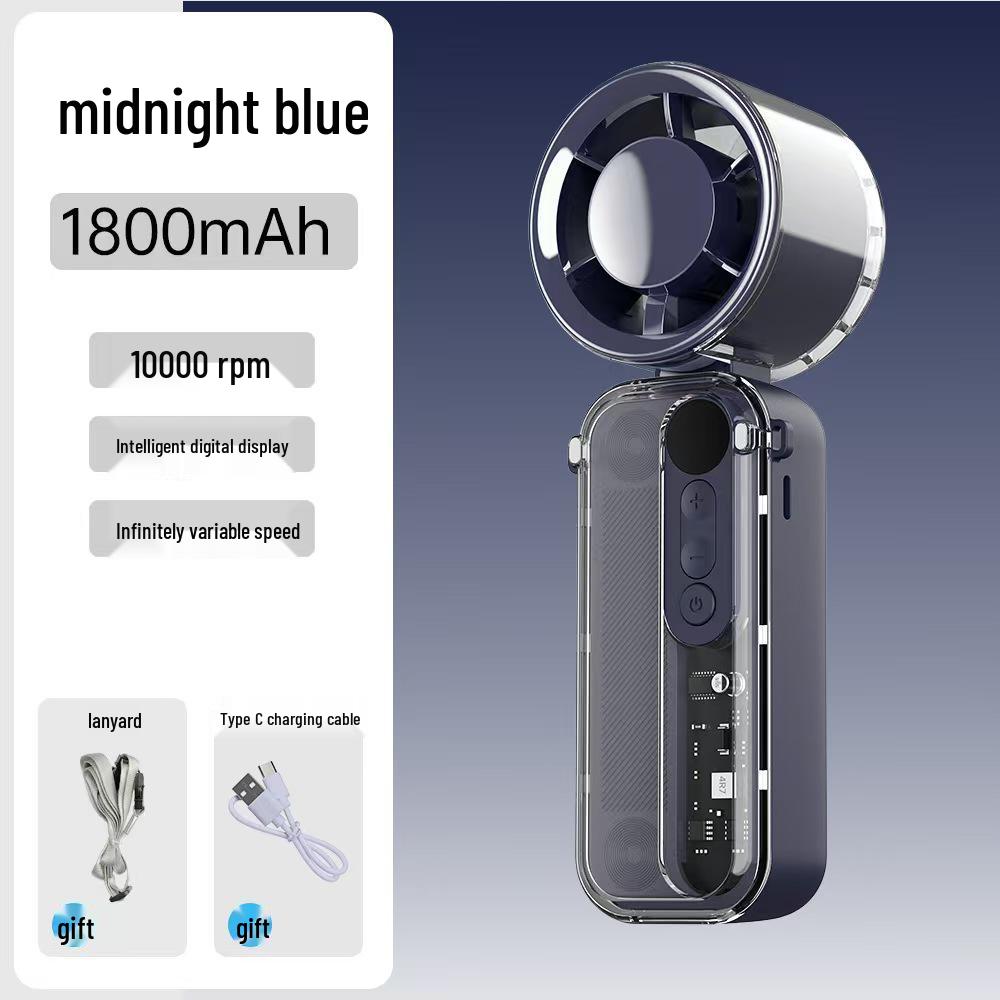 Rechargeable Handheld Neck-Hanging Mini Fan with Semiconductor Cooling and Long Battery Life