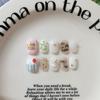 Short Square Press-On Nails With Hand-Painted Cute Cat Eye Design Sweet Ins Style Nail Art Women