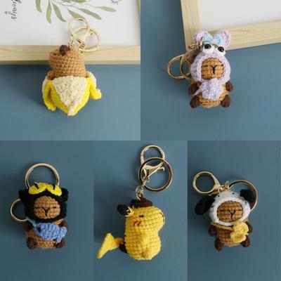 Kreative Capybara-Puppe Capybara-Schlüsselanhänger Häkeltaschen-Zubehör Schlüsselanhänger Gestrickter Cartoon-Anhänger Kinderspielzeug
