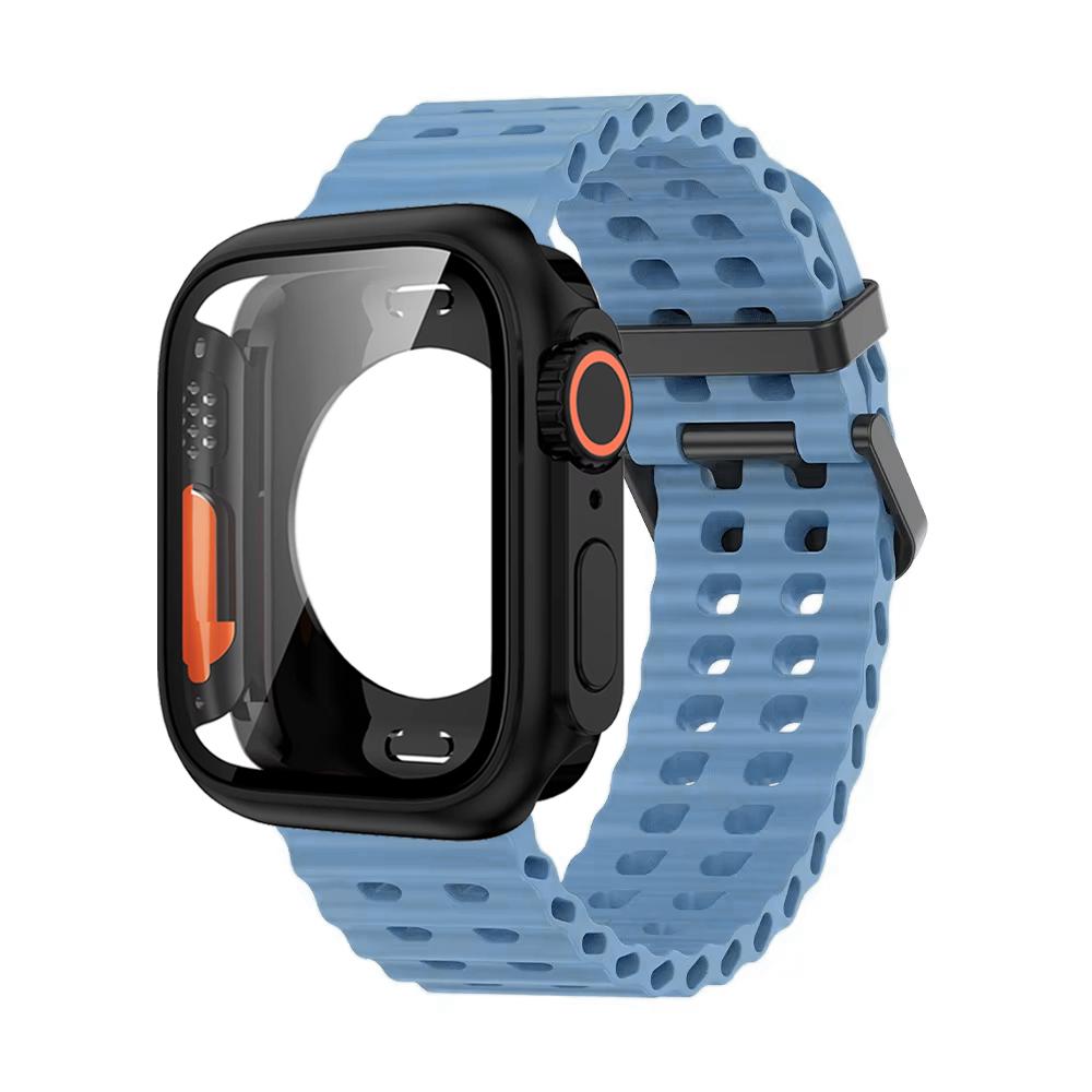 Ocean Silicone Strap+PC Case For Apple Watch Band  Series 11 10 46mm Metal Buckle Sports Bracelet Wristband iWatch 9 8 7 6 5 SE