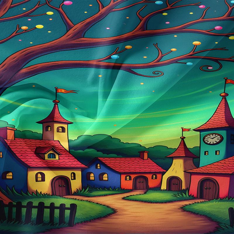 3Pcs Art Style 3D Moonlit Cottage Pattern Duvet Cover Set 1 * Comforter Cover + 2 Pillowcases No Insert Included. Ultra-Soft