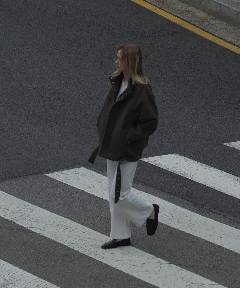 Deheve Belted Wool Half Jacket [Brown]