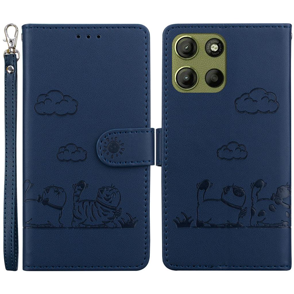 For Motorola Moto G15 4G Case RFID Blocking Kitten Pattern TPU+PU Leather Phone Cover