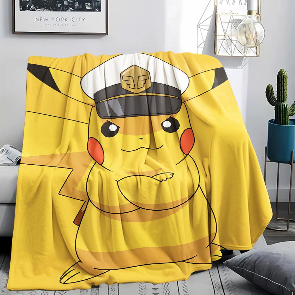 Cartoon Pikachu pattern Flannel Blanket, High quality Comfortable for All Seasons, Home Decor, Warmth and Comfort, Perfect for Gifts.