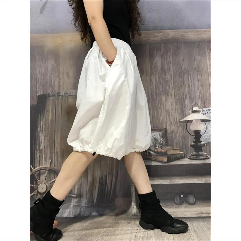 Ladies Summer Loose Thin Section Casual Five-minute Pants Solid Color Elastic Waist Lantern Pants