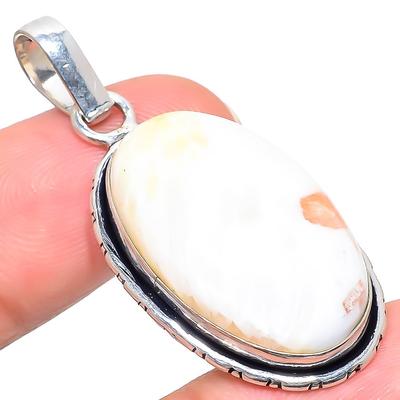 Natural Scolecite Gemstone Handmade 925 Sterling Silver Pendant 1.85" z7C69