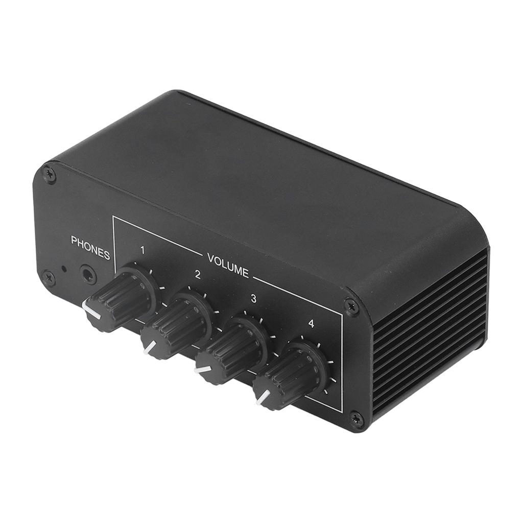 Stereo Sound Mixer 4 Channel RCA Input and Output Mini Stereo Mixer with Separate Volume Controls for Headphones