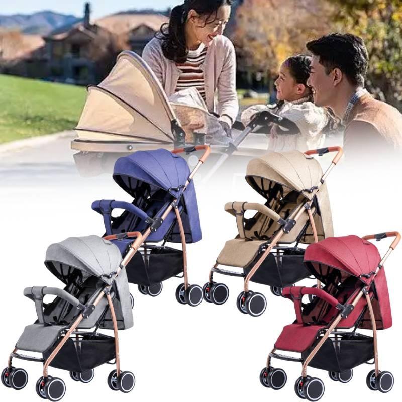 Wheeled Four Baby Stroller Lightweight Foldable Convertible Seat Outdoor Tools