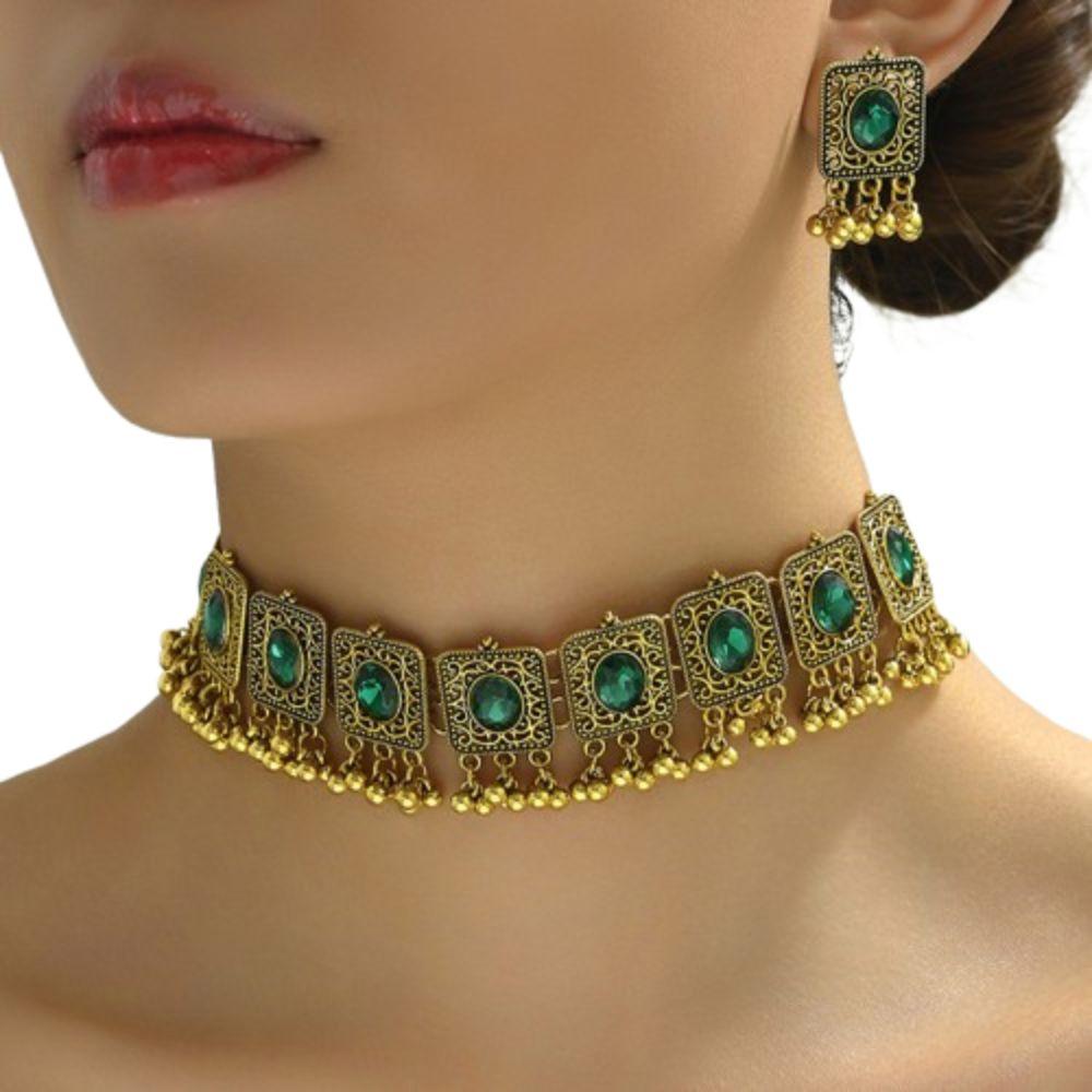 Dubai Vintage Jewelry Set Ethnic Necklace Earrings Set Tassel Beads Pendant Jewelry Sets  African