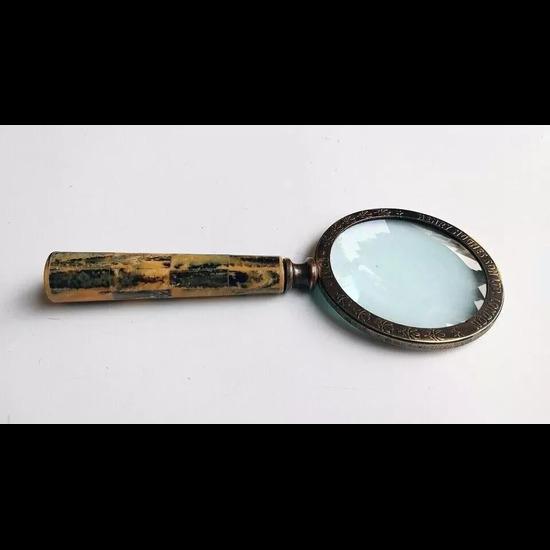 Antique Solid Magnifying Glass With Ceramic Handle Collectible Home Decor