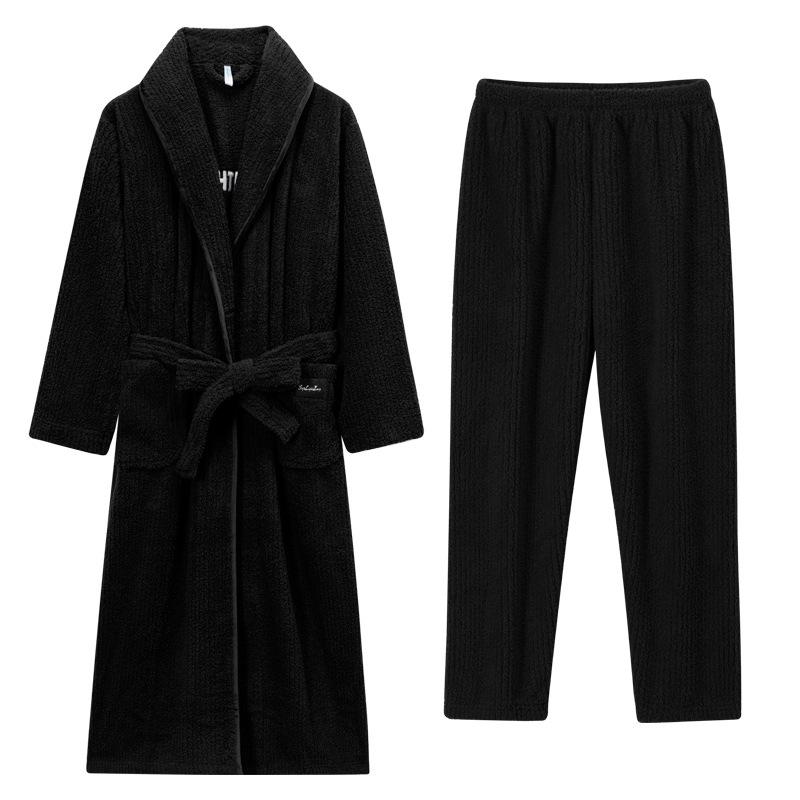 Nightgown Women'S Autumn And Winter Coral Fleece Men'S Bathrobe Couple Pajama Set Extended Yukata Thickened Winter